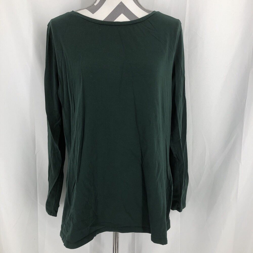 LTS Basics Shirt Womens XL Green Cotton Stretch Scoop Back Long Sleeve Tee
